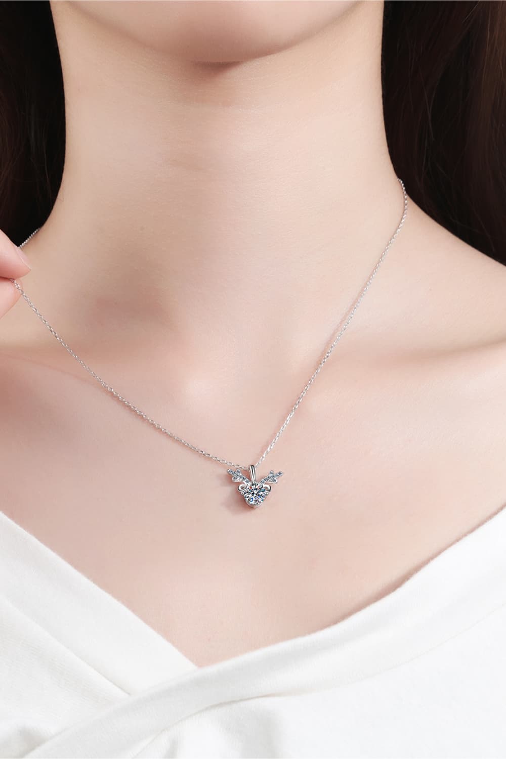 1 Carat Moissanite 925 Sterling Silver Deer Necklace