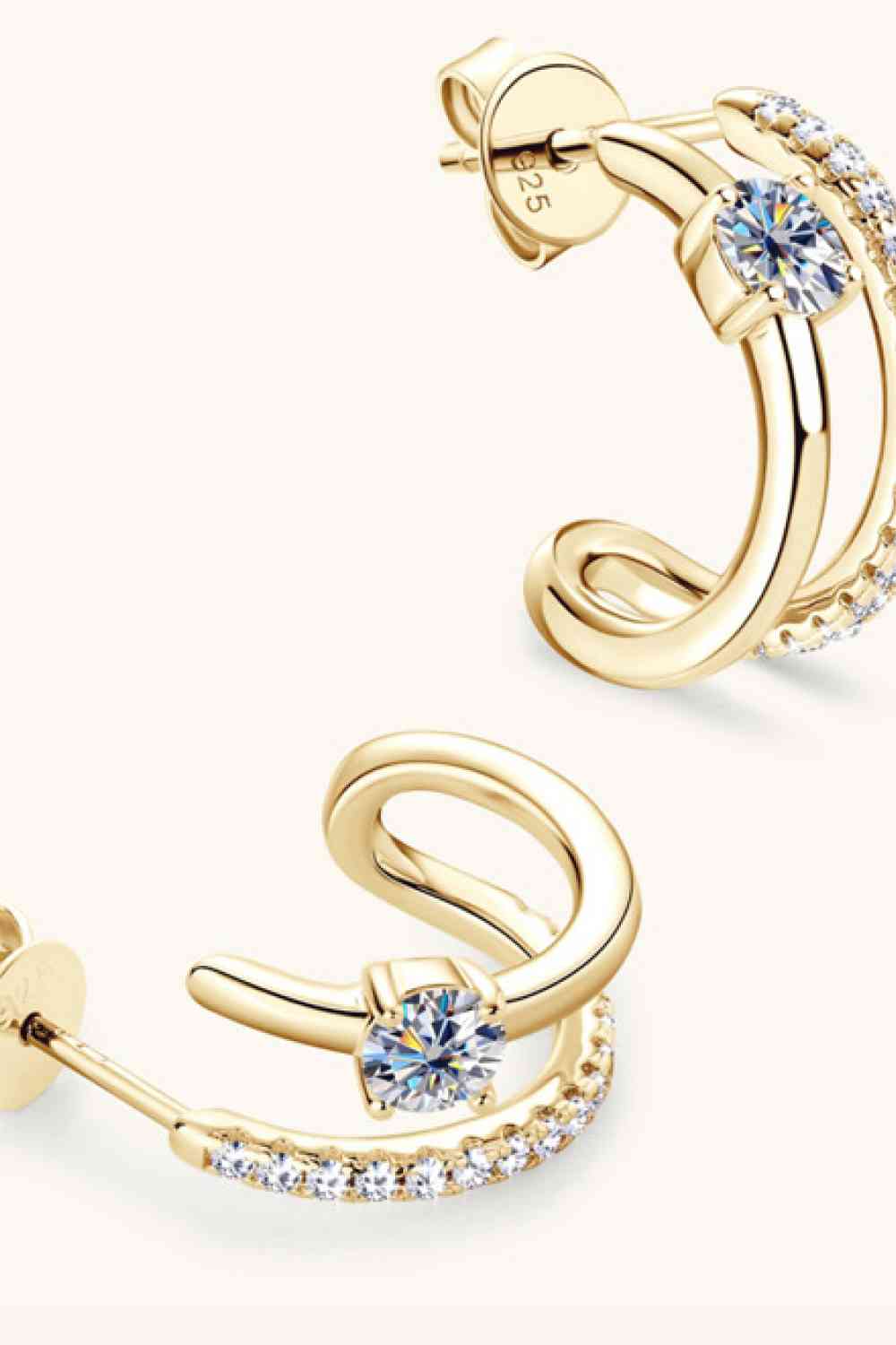 Moissanite 925 Sterling Silver C-Hoop Earrings - 2 Options