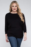 Plus Luxe Rayon Boat Neck 3/4 Sleeve Top- Multiple color options