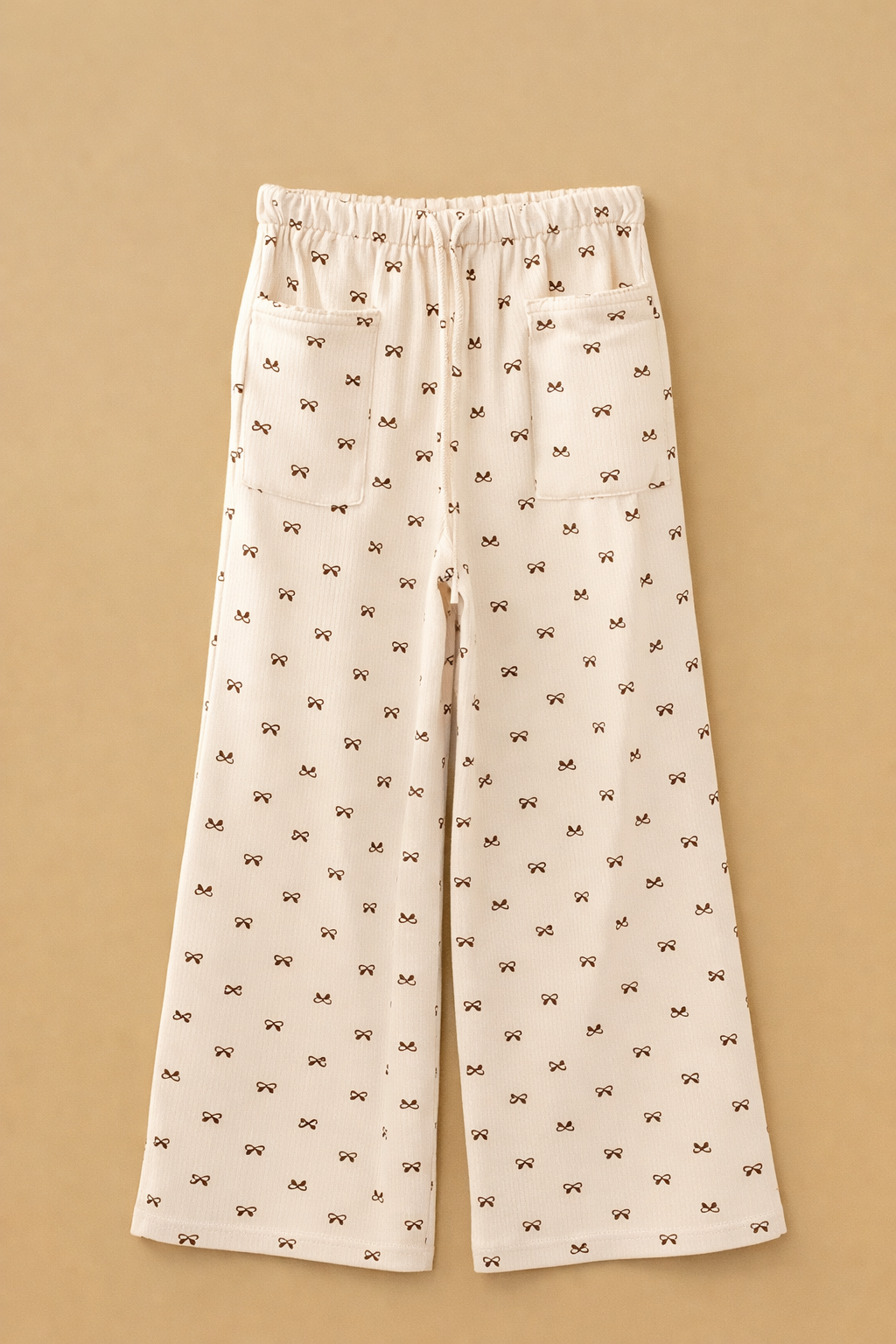 Bow Print Luxe Corduroy Elastic Waist Pants
