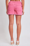 Pull On Drawstring Shorts With Frayed Hem