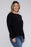 Plus Cotton Crew Neck Long Sleeve T-Shirt - Multiple color options