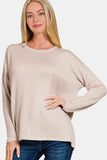 Ribbed Striped Long Sleeve Top in Ash Mocha