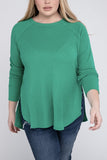 Plus Melange Baby Waffle Long Sleeve Top - Multiple Colors Available