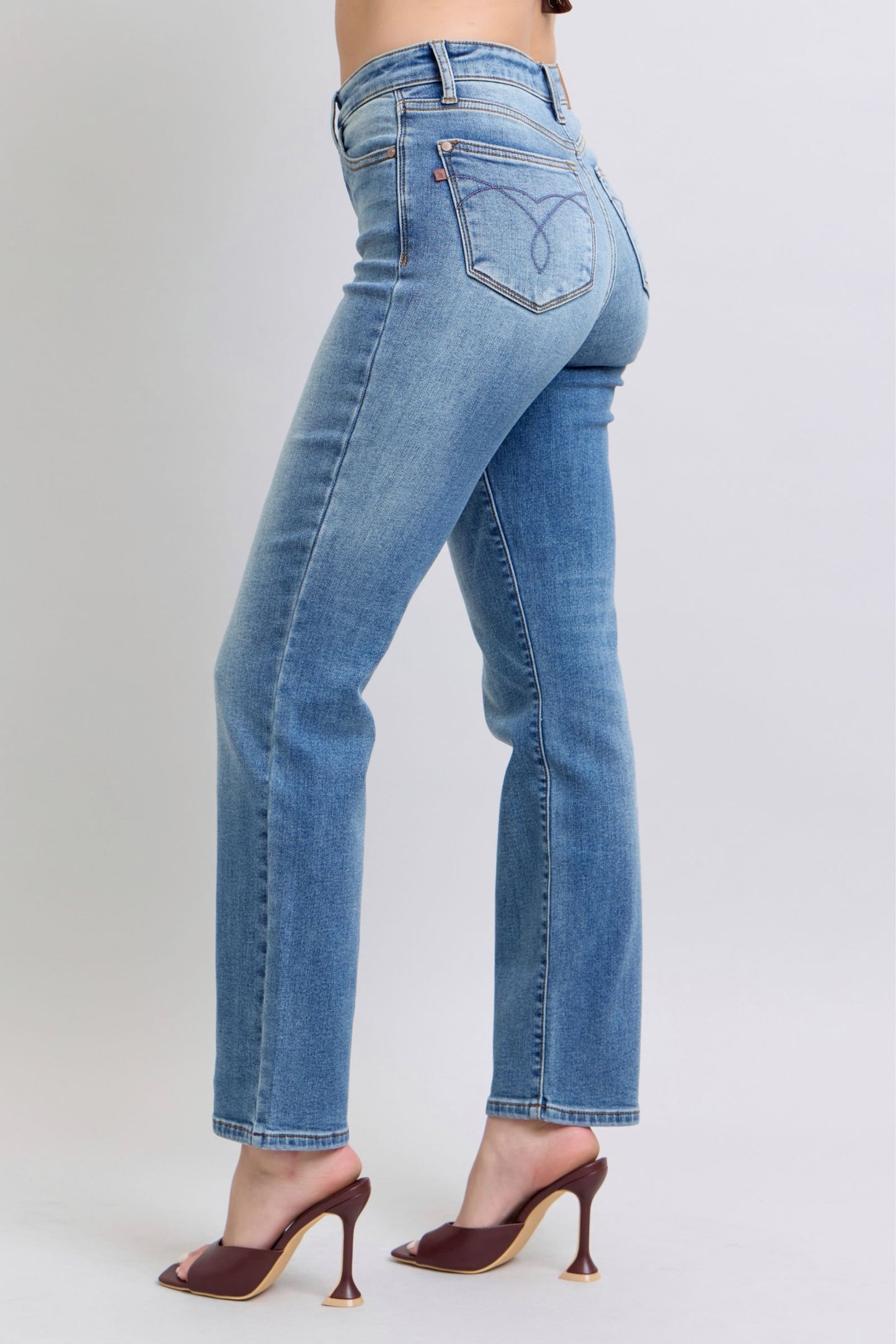 Judy Blue Wash Thermal Straight Jeans with Pockets