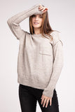 Melange Hi-Low hem Round Neck Sweater - Multiple Colors Available