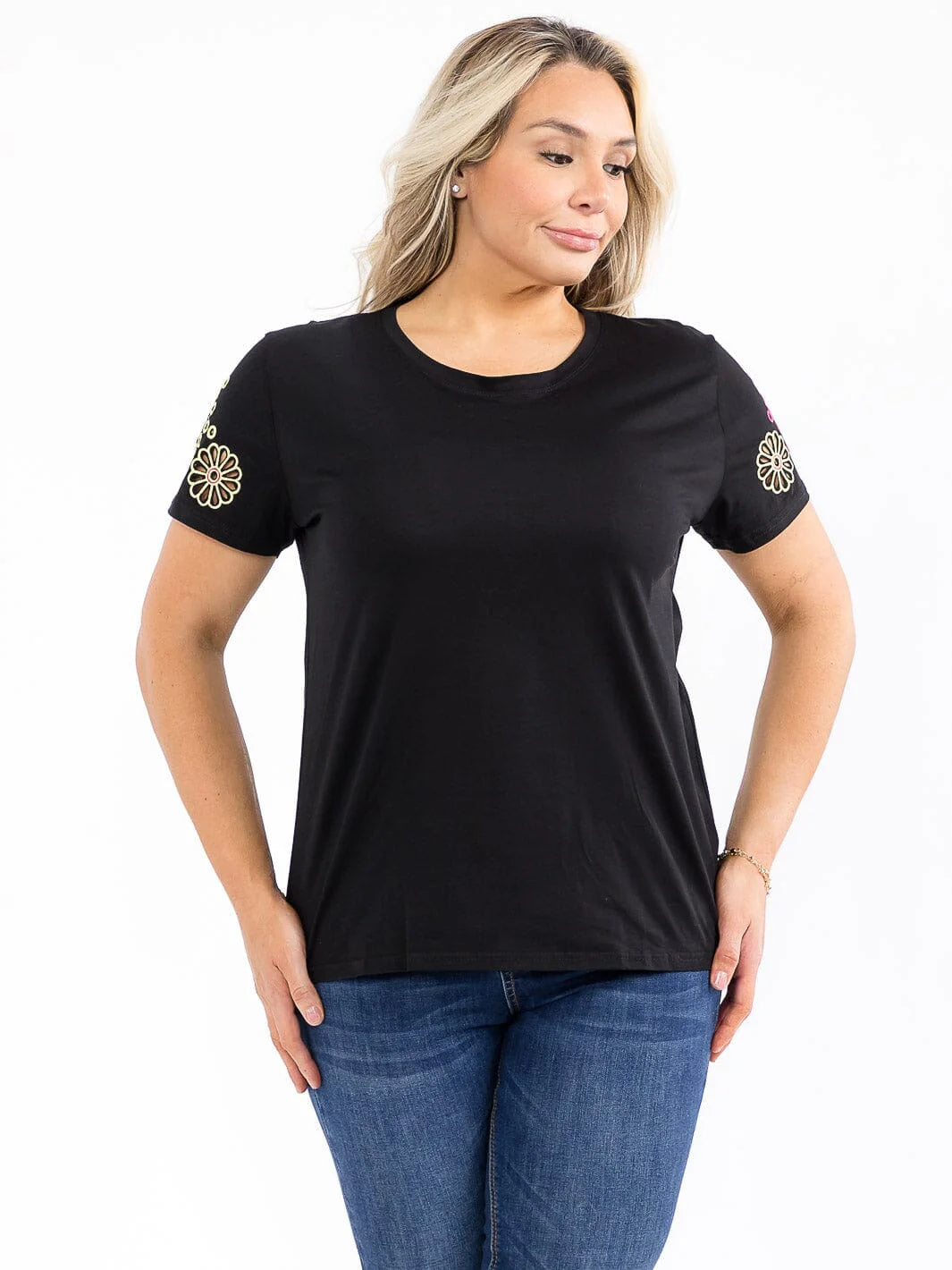 Embroidered Sleeve Floral Top