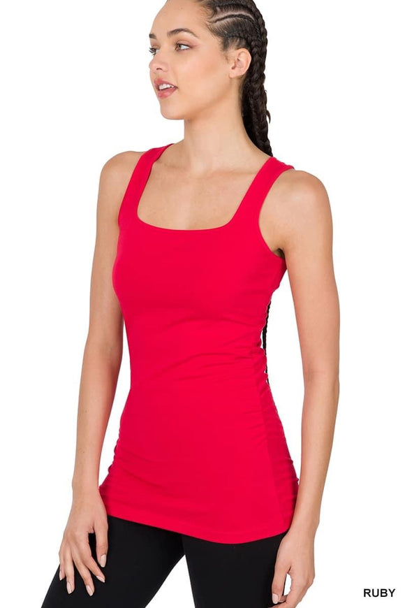 Square Neck Ruched Tank