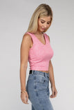 Ribbed Scoop Neck Cropped Sleeveless Top - 7 Color Options