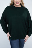 Plus Oversized Round Neck Raw Seam Melange Sweater