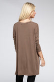 Dolman Long Sleeve V-Neck Side Slit High-Low Hem Top - Multiple color options