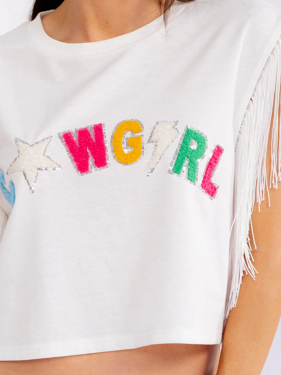 Fringe Sleeve Cowgirl Crop Top - 2 Color Options