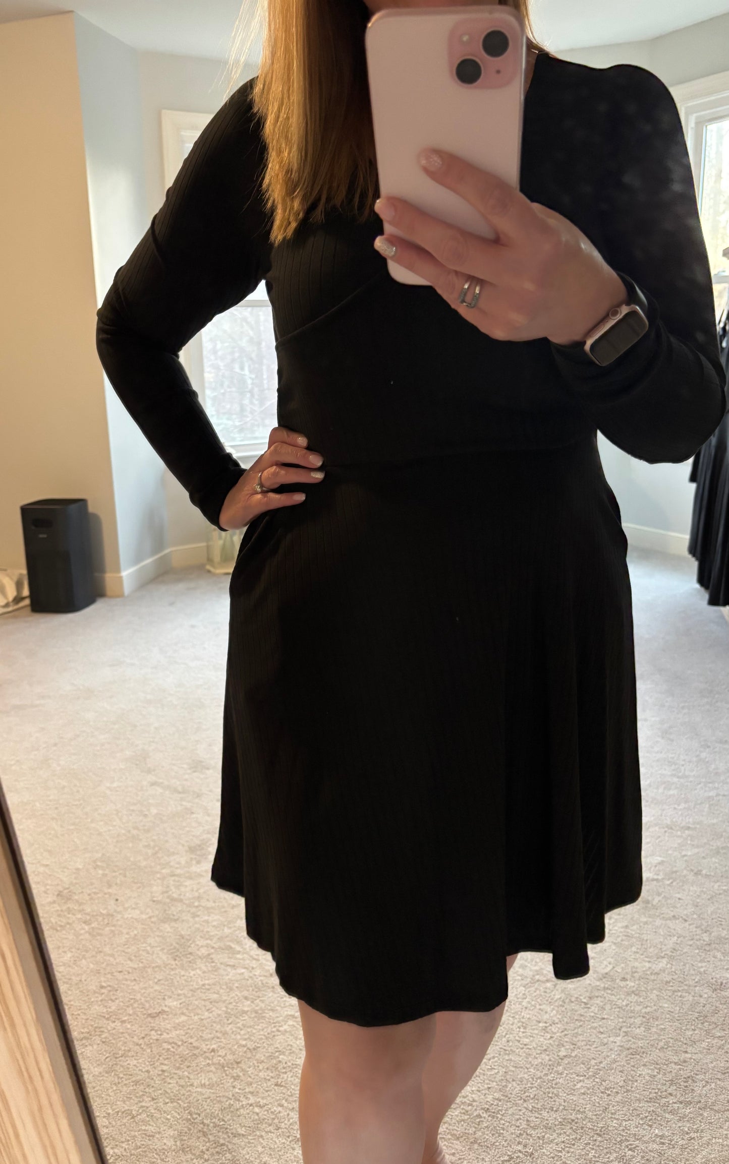 Faux Wrap Ribbed Dress