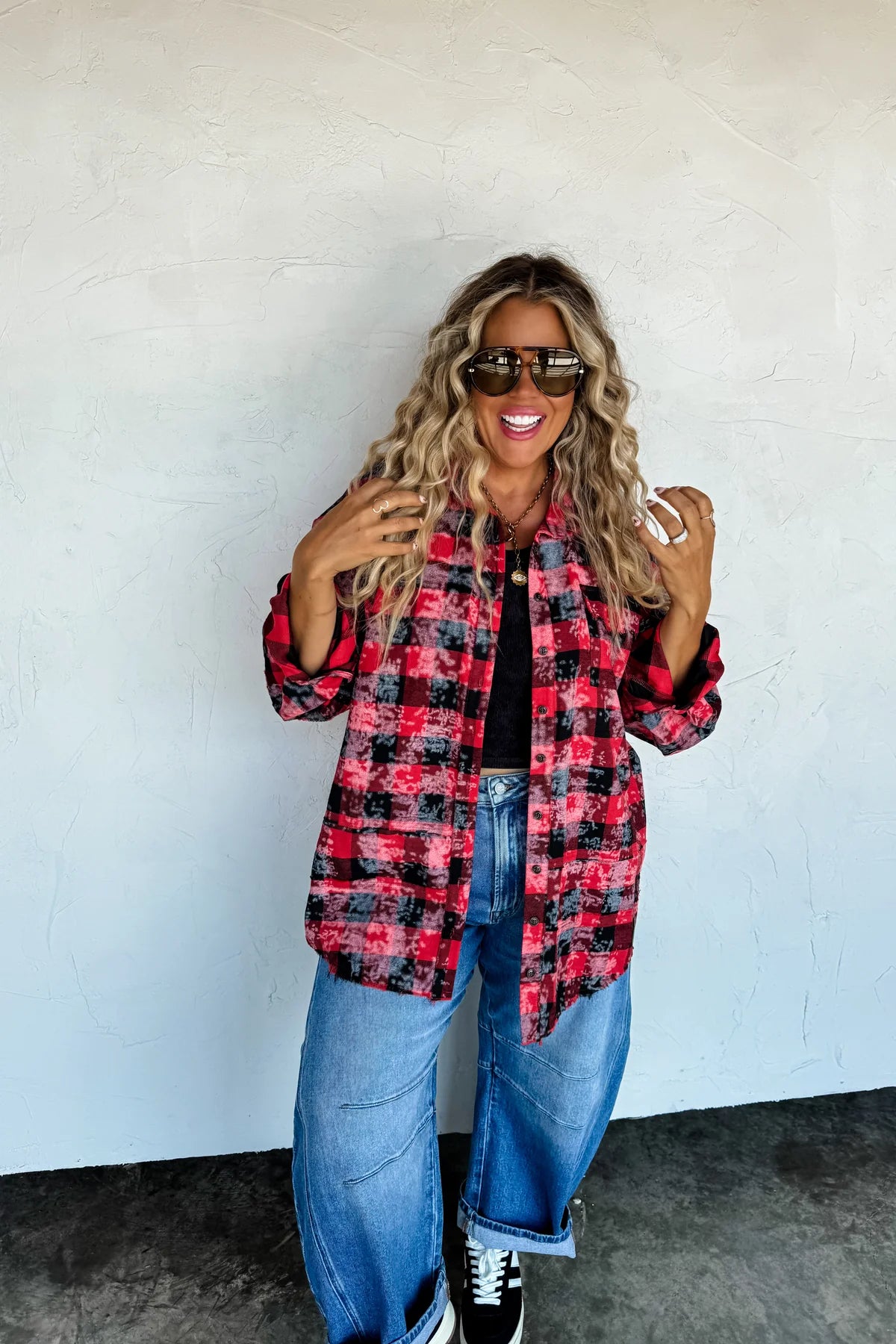 Preorder - Juniper Bleached Plaid Top