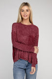 Washed Ribbed Dolman Sleeve Round Neck Top - 3 Color Options