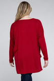 Plus Dolman Sleeve V-Neck Side Slit Hi-Low Hem Top - Multiple color options