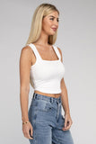 Cotton Square Neck Cropped Cami Top - 6 Color Options