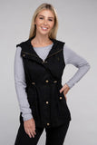 Drawstring Waist Military Hoodie Vest - 3 Color Options