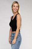 Ribbed Scoop Neck Cropped Sleeveless Top - 7 Color Options