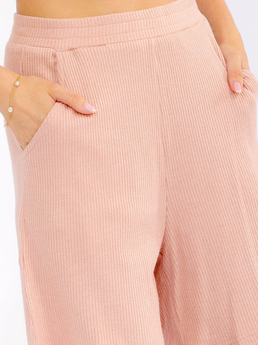 Ribbed Bermuda Shorts in Pink