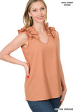 Ruffle Sleeveless Top - multiple color options