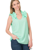 Ruffle Sleeveless Top - multiple color options