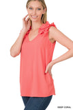 Ruffle Sleeveless Top - multiple color options