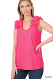 Ruffle Sleeveless Top - multiple color options