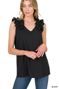 Ruffle Sleeveless Top - multiple color options