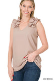 Ruffle Sleeveless Top - multiple color options