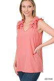 Ruffle Sleeveless Top - multiple color options