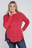 Plus Melange Baby Waffle Long Sleeve Top - Multiple Colors Available