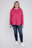 Plus Melange Baby Waffle Long Sleeve Top - Multiple Colors Available