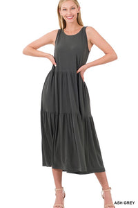 Sleeveless Tiered Midi Dress - 3 Color Options