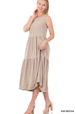 Sleeveless Tiered Midi Dress - 3 Color Options