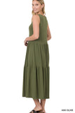 Sleeveless Tiered Midi Dress - 3 Color Options