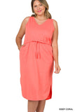 Drawstring Waist Dress - multiple colors