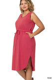 Drawstring Waist Dress - multiple colors