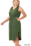 Drawstring Waist Dress - multiple colors