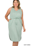 Drawstring Waist Dress - multiple colors