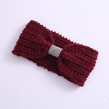 Winter Rhinestone Bow Knitted Head Band - 2 Color Options