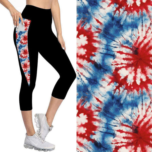 Red, White & Blue Tie Dye Leggings