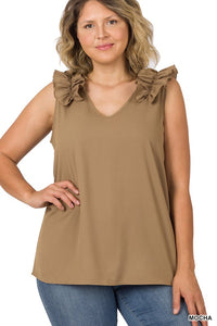 Plus Ruffle Sleeveless Top - multiple color options