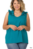 Plus Ruffle Sleeveless Top - multiple color options