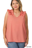 Plus Ruffle Sleeveless Top - multiple color options