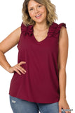 Plus Ruffle Sleeveless Top - multiple color options