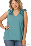 Plus Ruffle Sleeveless Top - multiple color options