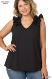 Plus Ruffle Sleeveless Top - multiple color options