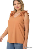 Plus Ruffle Sleeveless Top - multiple color options