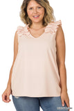 Plus Ruffle Sleeveless Top - multiple color options